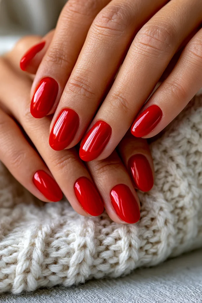 8 Short Red Nails Ideas 6 Short Oval Red Acrylic Nails