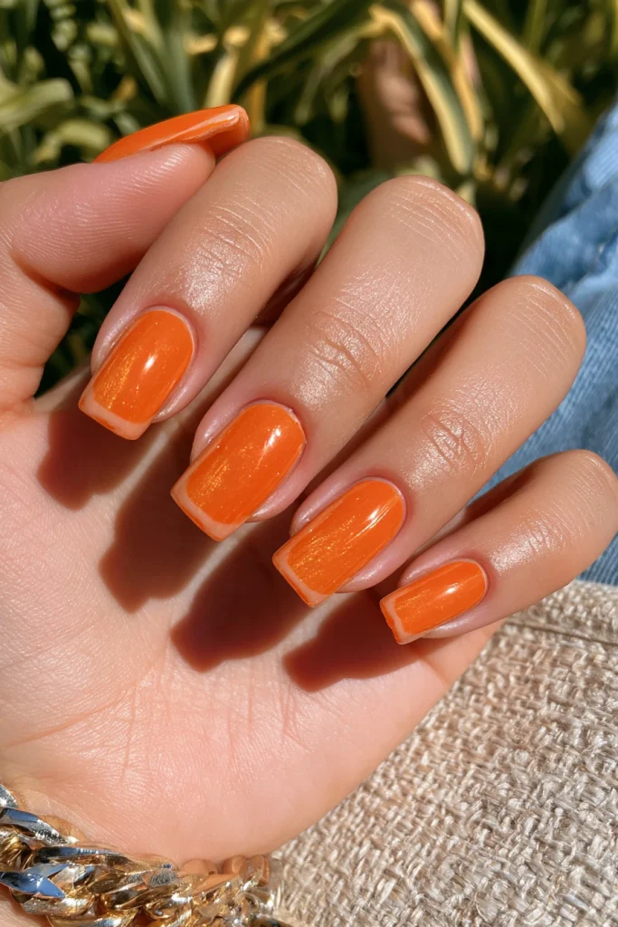 10 Orange French Tip Nails Ideas 10 Short Square Orange French Nails