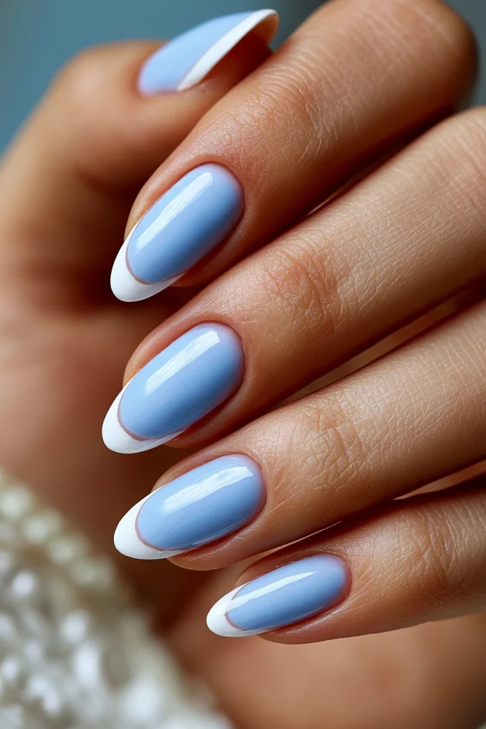 9 Soft French Tip Nails Ideas 4 Sky Blue Almond French Tips