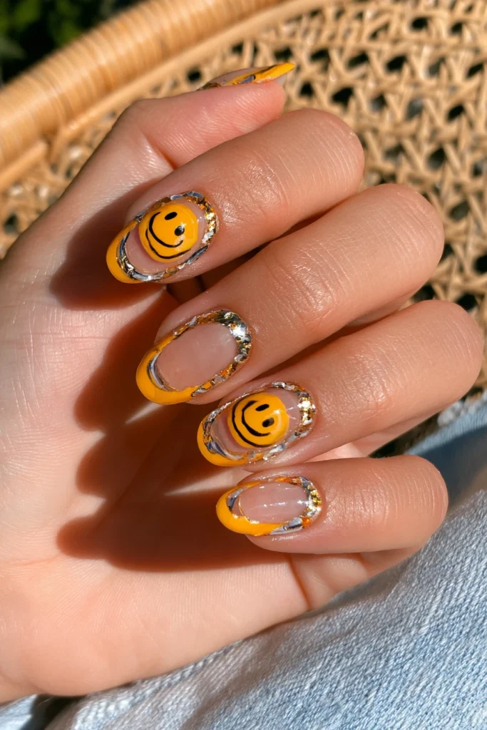 12 Yellow French Tip Nails Ideas 12 Smiley Face Yellow French Tips