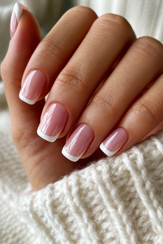 8 Short Square French Tip Nails Ideas 3 Soft Rounded Square French Tips