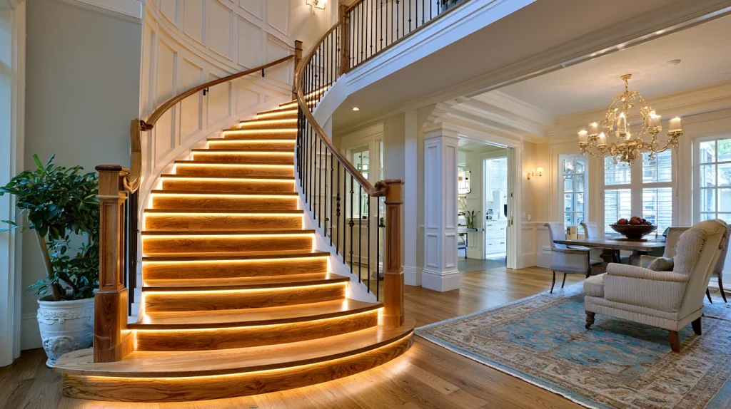 12 Gorgeous Home Stairs Design Ideas 8 Staircase with LED Step Lighting
