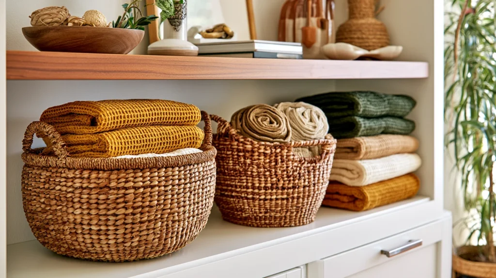 10 Gorgeous Basement Laundry Room Ideas 5 Use Open Shelving and Decorative Baskets
