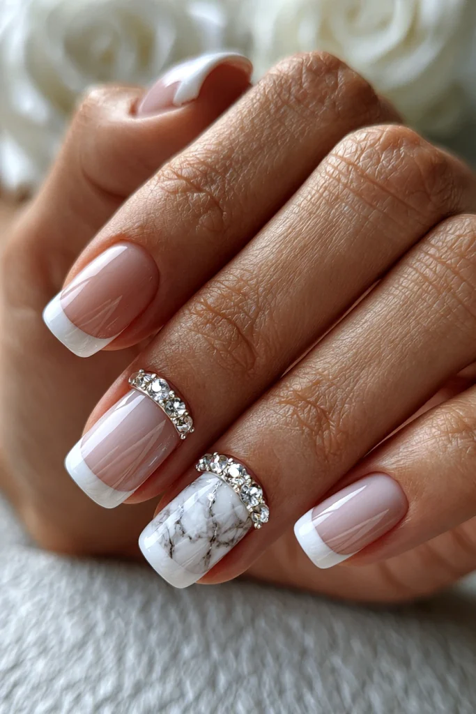 12 White French Tip Nails with Design Ideas 13 White French Tips with Marble Accents