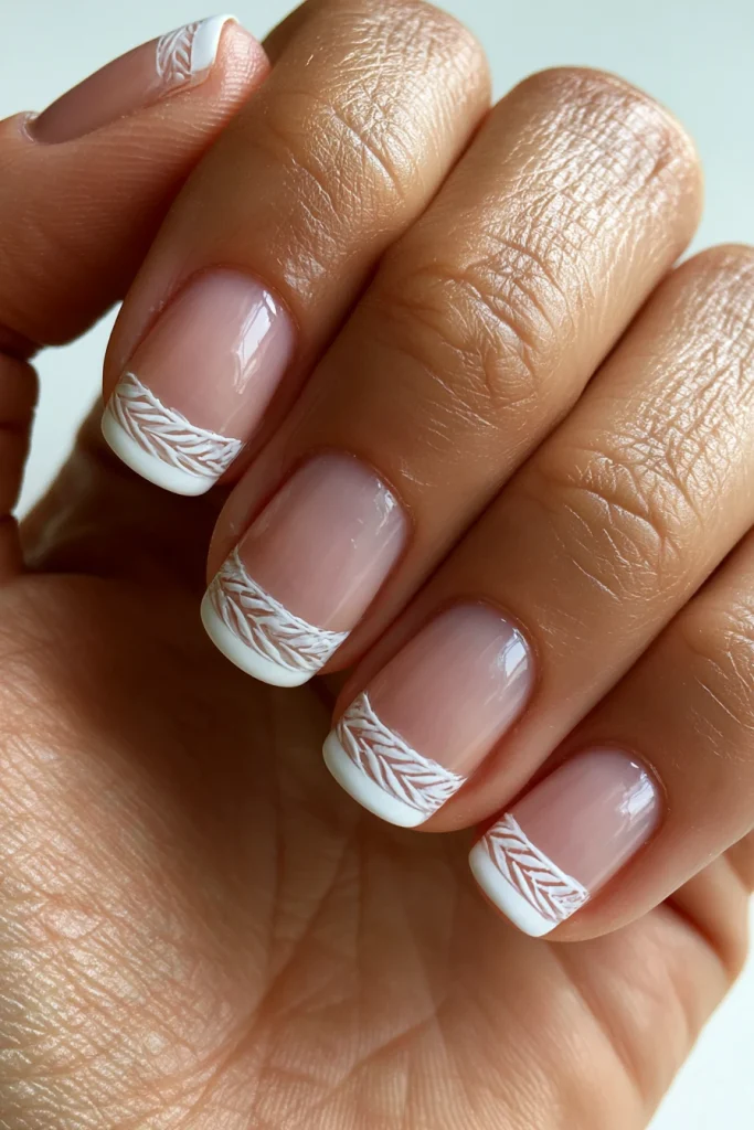 9 White French Tip Nails with Design Ideas 5 White Pattern French Tips 1