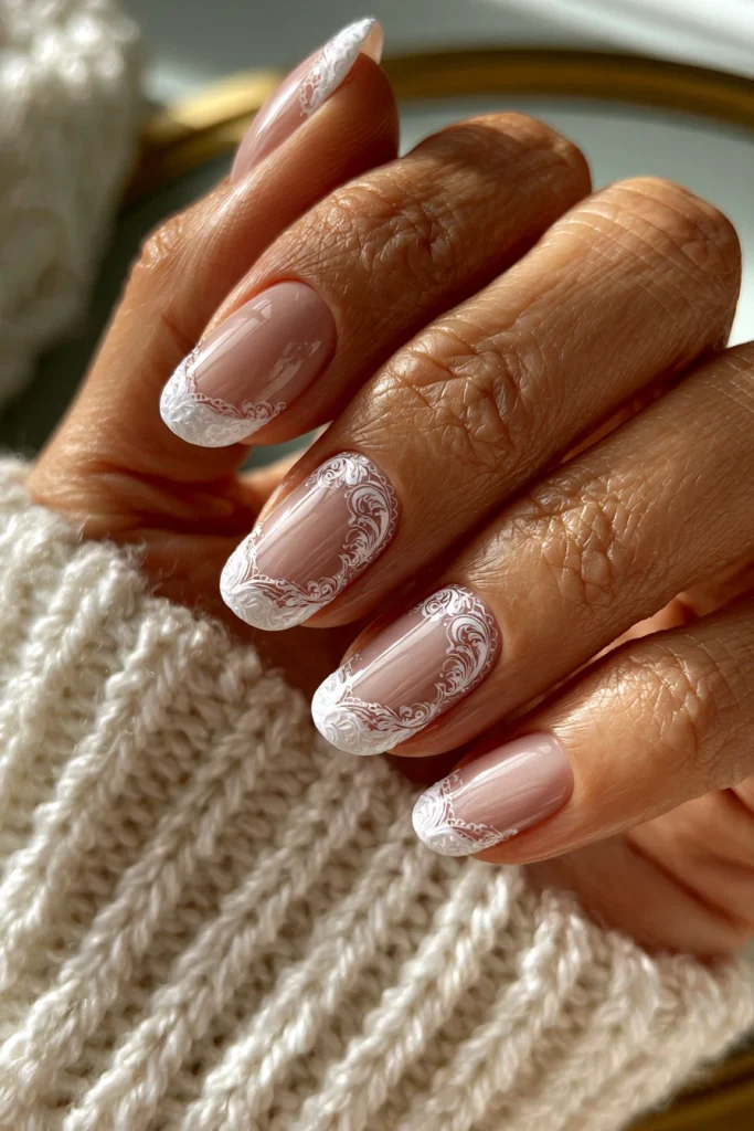 12 White French Tip Nails with Design Ideas 4 White Pattern French Tips
