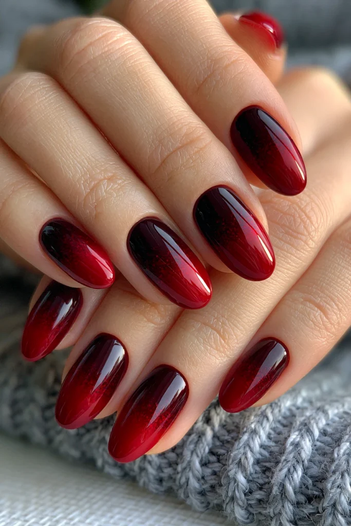 10 Deep Red Nails Ideas 6 Wine Red Ombre Nails