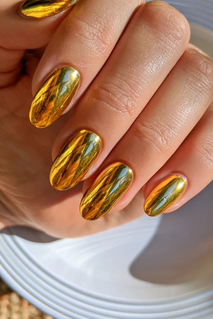12 Yellow French Tip Nails Ideas 11 Yellow Chrome French Tips