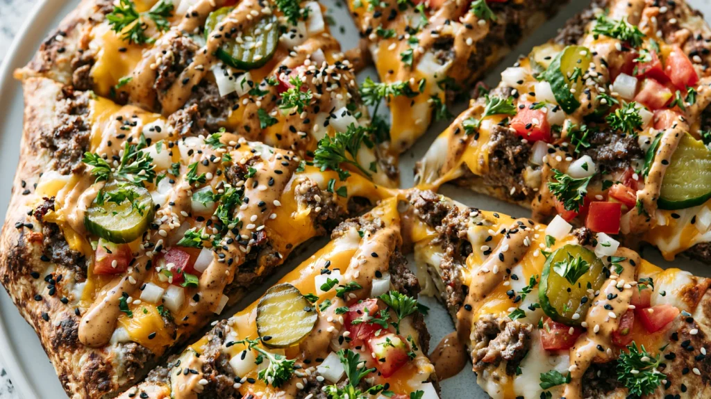 Cheeseburger Pizza - Easy & Cheesy Homemade Pizza Recipe 9 Cheeseburger Pizza