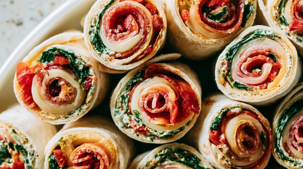 Italian Pinwheels Recipe - Easy Bite-Sized Party Roll Ups 12 Italian Pinwheels