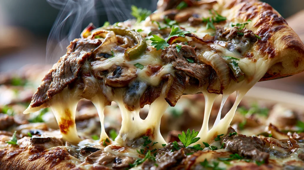Philly Cheesesteak Pizza - Easy Homemade Pizza Recipe 2 Philly Cheesesteak Pizza