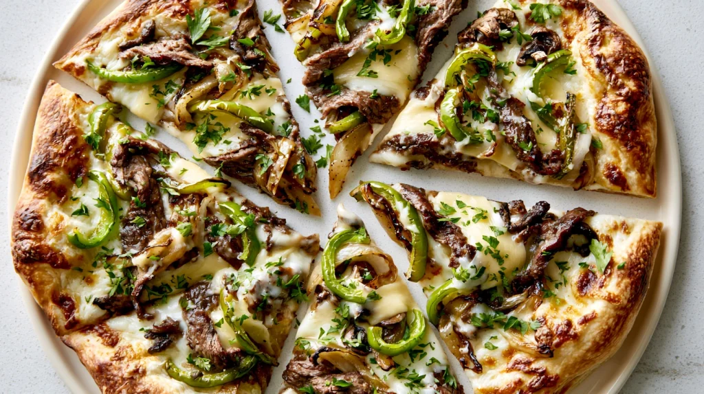 Philly Cheesesteak Pizza - Easy Homemade Pizza Recipe 9 Philly Cheesesteak Pizza