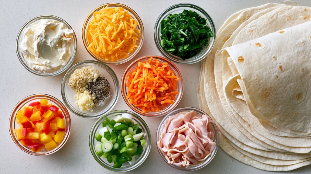 Roll Ups Tortilla Pinwheels Recipe - Easy Party Appetizers 3 Roll Ups Tortilla Pinwheels