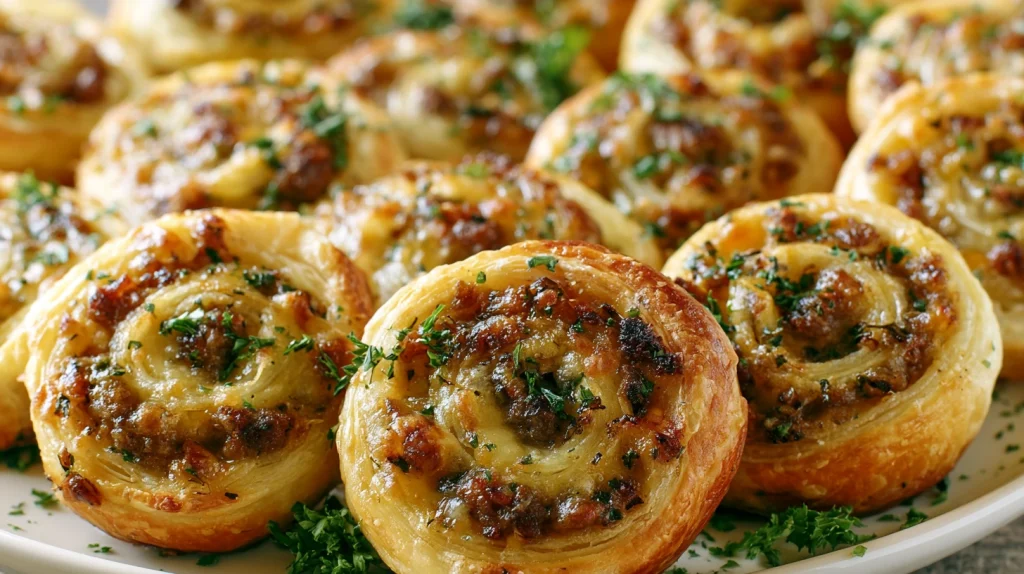 Sausage Pinwheels Recipe - Easy Flaky Party Appetizer 12 Sausage Pinwheels