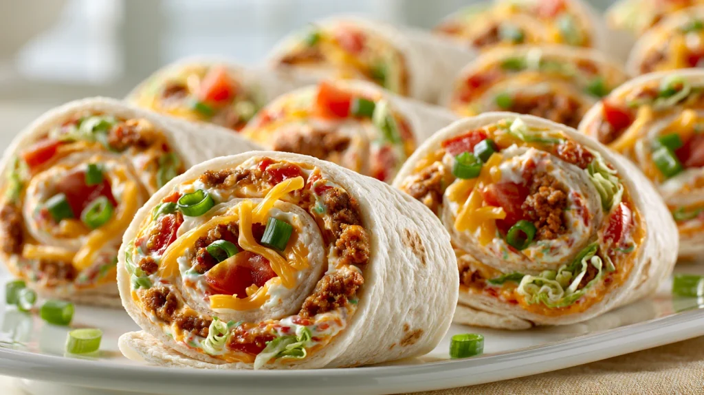 Taco Pinwheels Recipe - Easy Make Ahead Party Appetizer 2 Taco Pinwheels