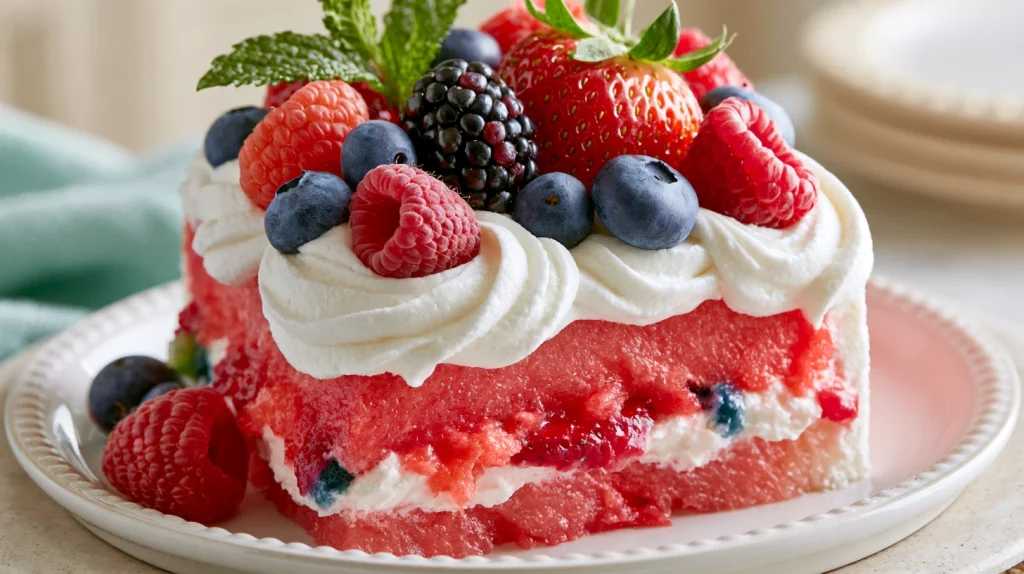 Watermelon Cake - Easy Fresh Fruit Celebration Cake 11 Watermelon Cake