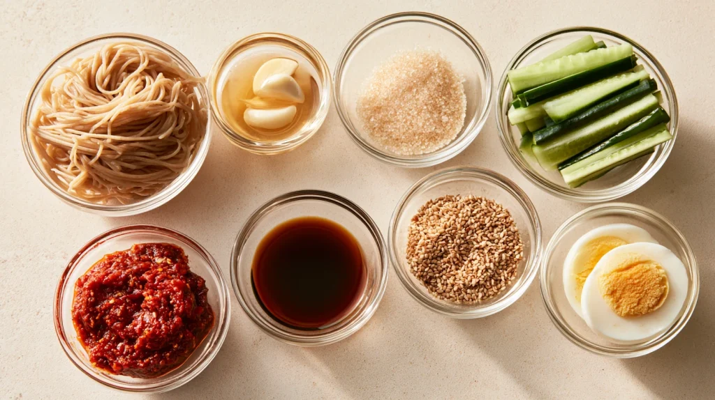 Bibim Guksu - Easy Korean Cold Spicy Noodles Recipe 2 Bibim Guksu
