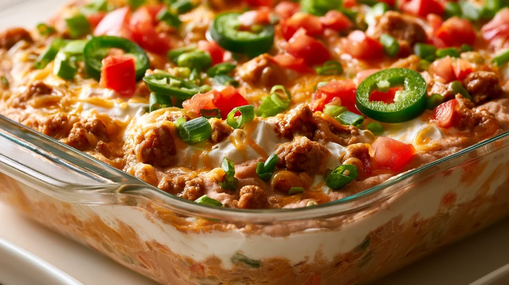 Taco Dip With Refried Beans | Easy Layered Dip 2 taco dip with refried beans 3